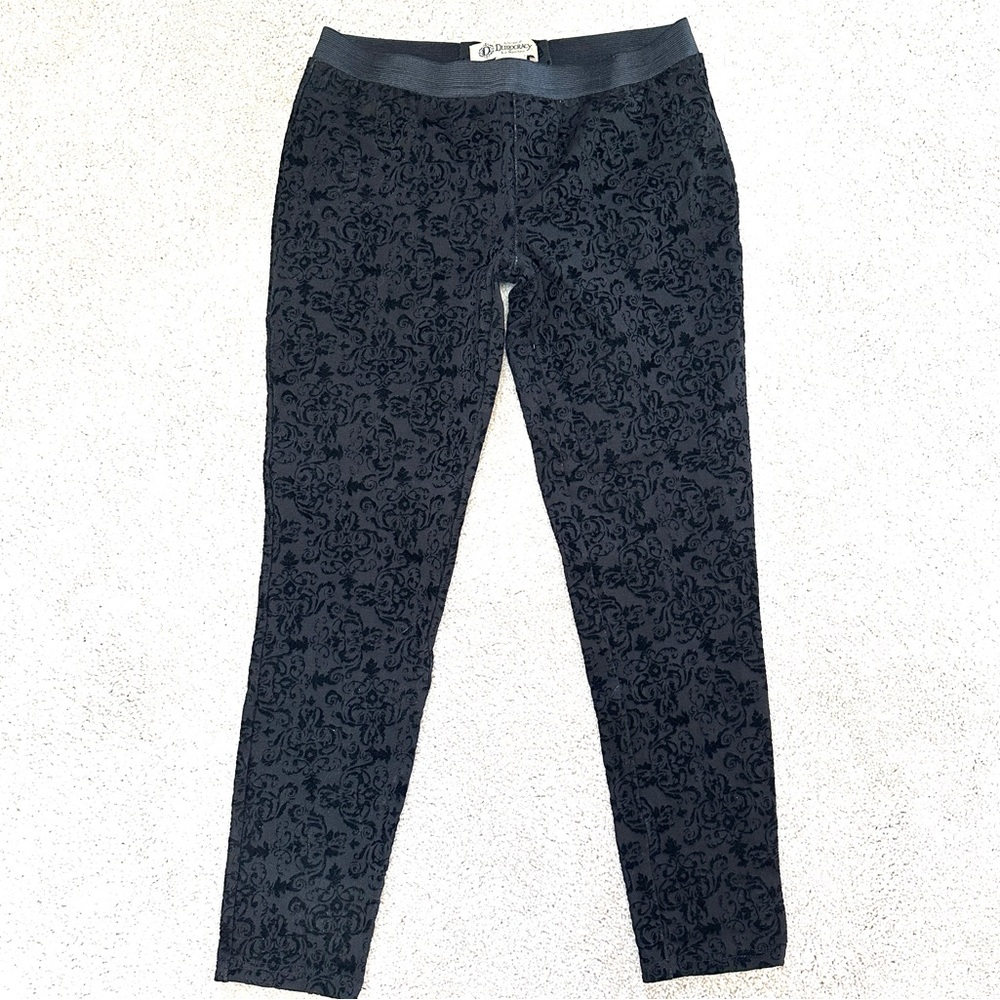 Democracy Pull On Skinny Pants B372ZM8E Ankle Flocked Textured Black - Size 6